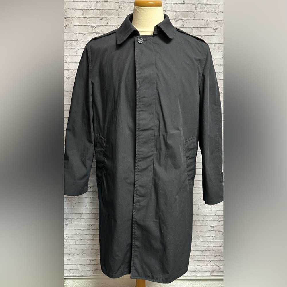 DSCP Quarterdeck Collection Mens Trench Coat Size 40S Removeable Liner Black